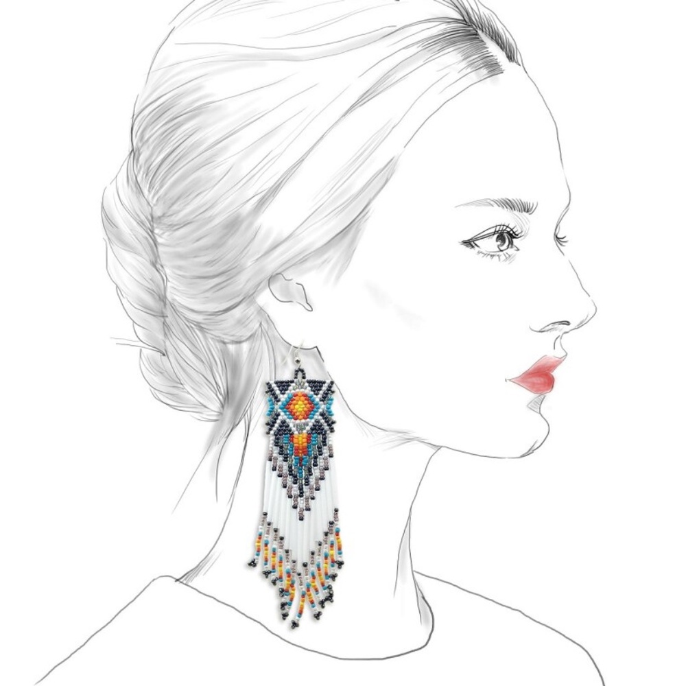 Bohemian  Beaded Long Tassel Earrings - Picture 4 of 4